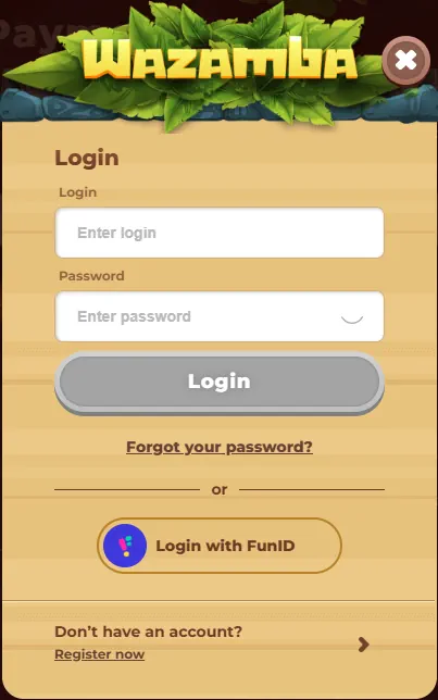 Wazamba Login Form