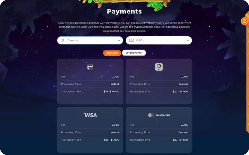 wazamba casino payments