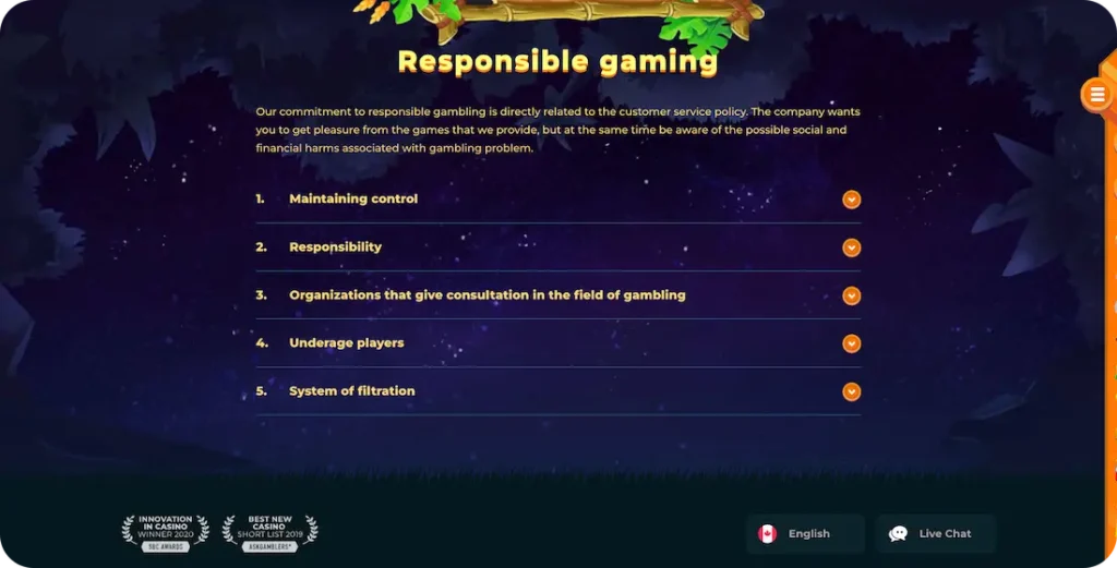 wazamba casino responsible gambling